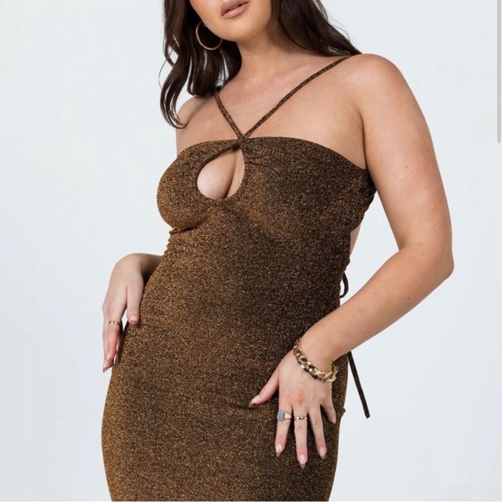 Princess Polly Brown Metallic Mini Dress